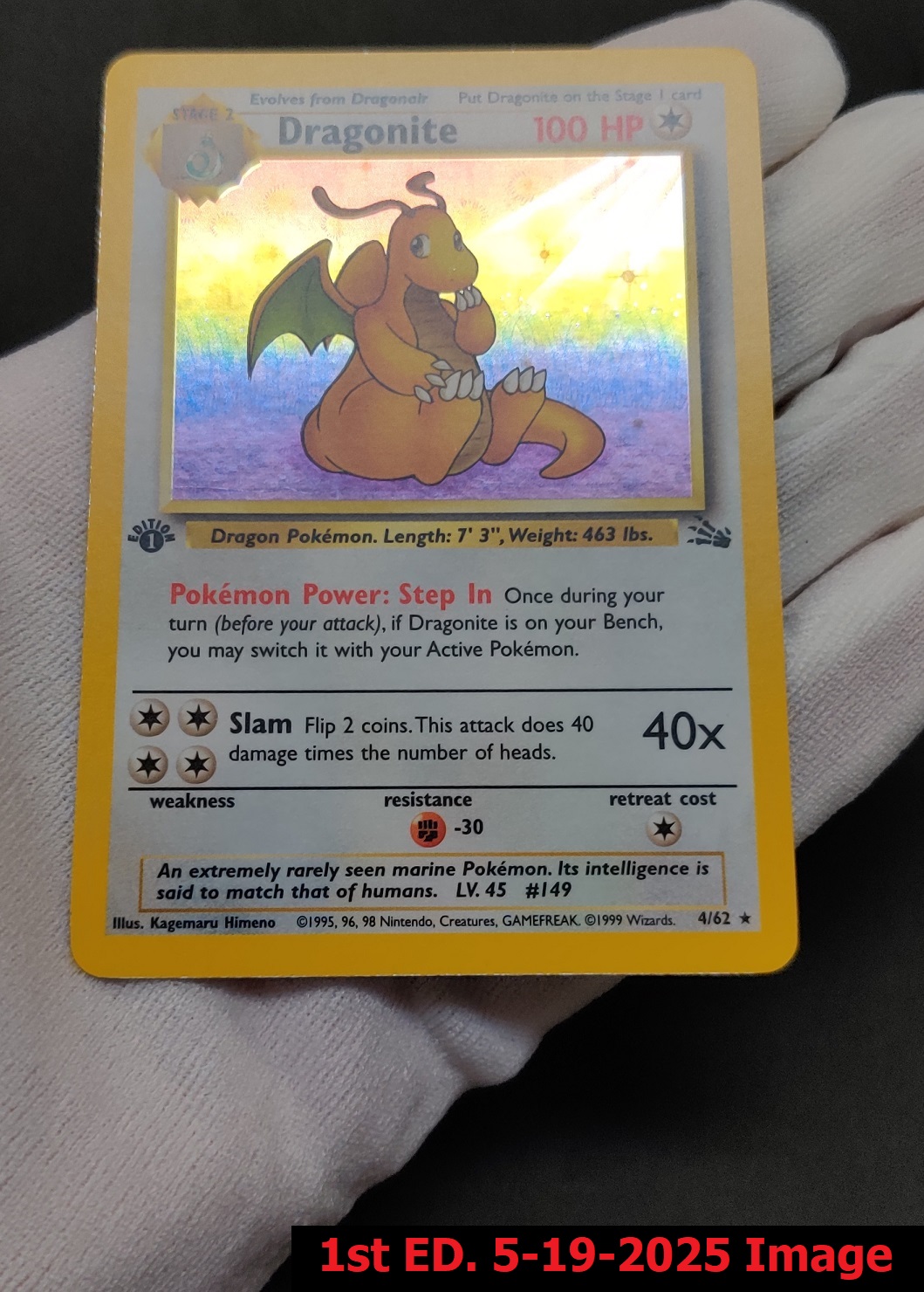Dragonite - 4/62 - Holo Rare - 1st Edition